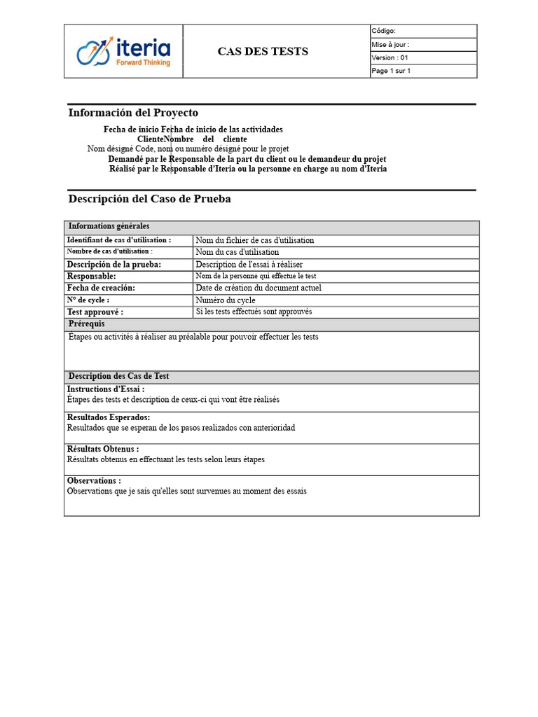 Guide des Cas de Test Projet | PDF