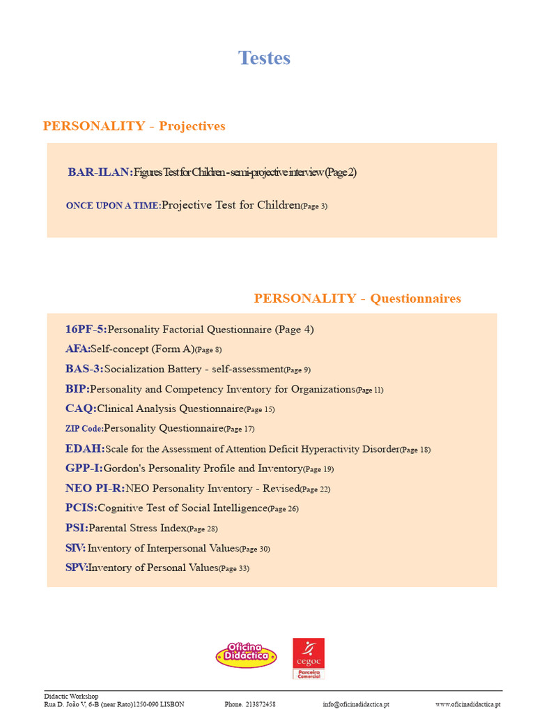 Comprehensive Personality Tests for Children | PDF | Motivational ...