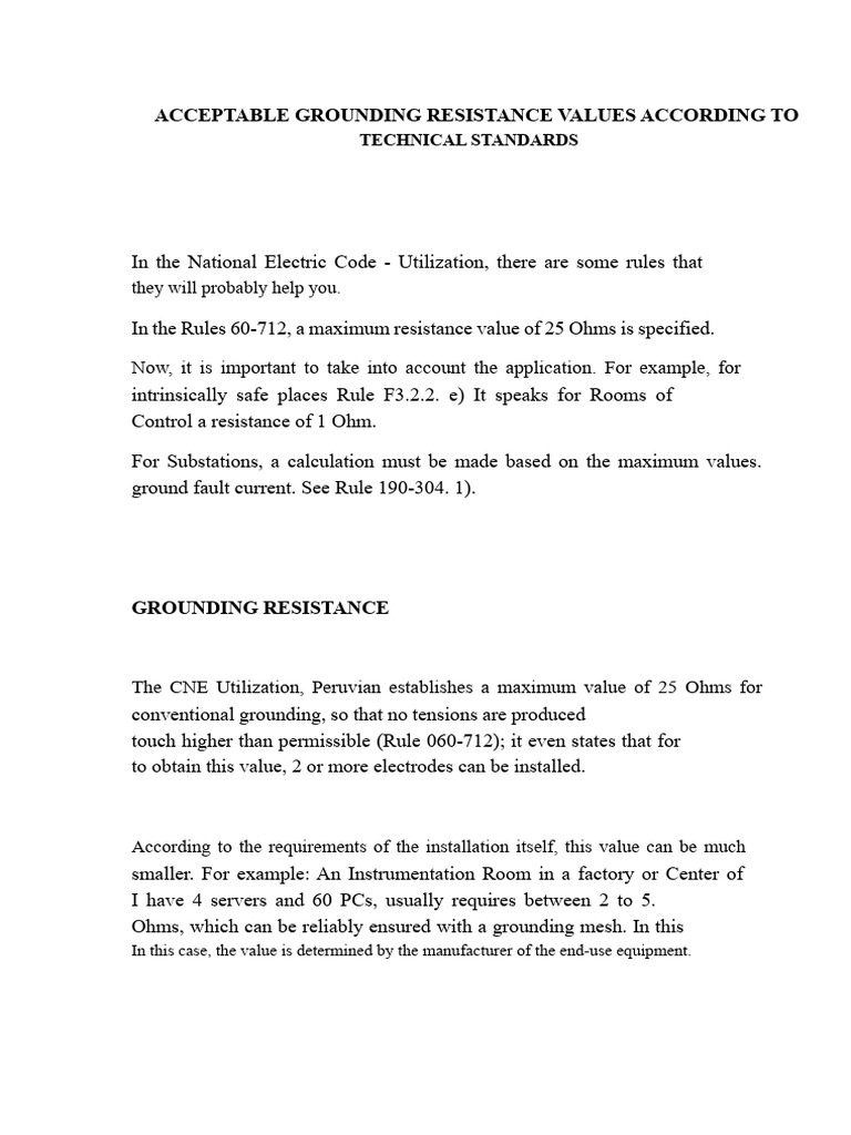 Grounding Resistance Standards Overview | PDF | Electricity ...