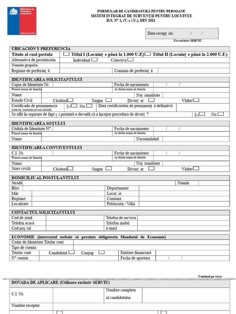 Formular de Aplicare Individuală | PDF