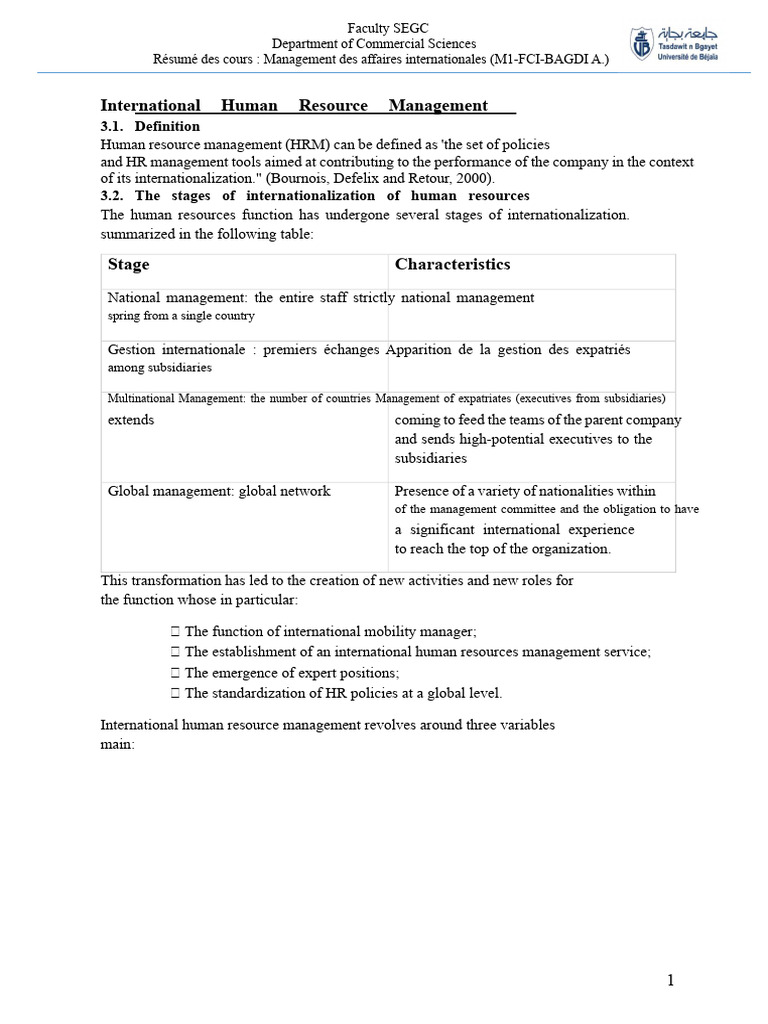 International Human Resource Management | PDF | Cost Of Living | Human ...