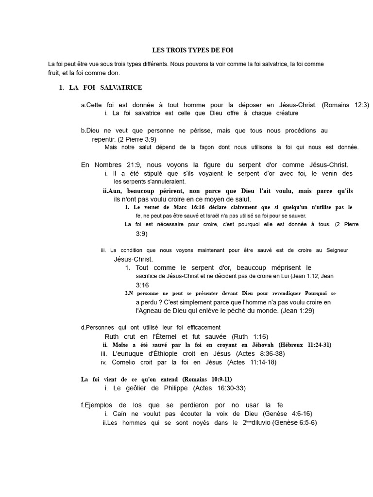 Les Trois Types de Foi expliqués | PDF | Dieu | Évangile selon Matthieu