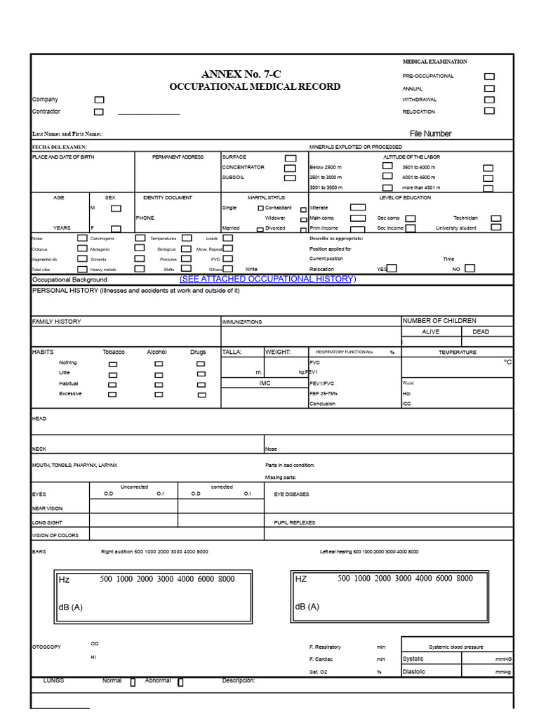 Occupational Medical Examination Record | PDF | Blood Pressure ...