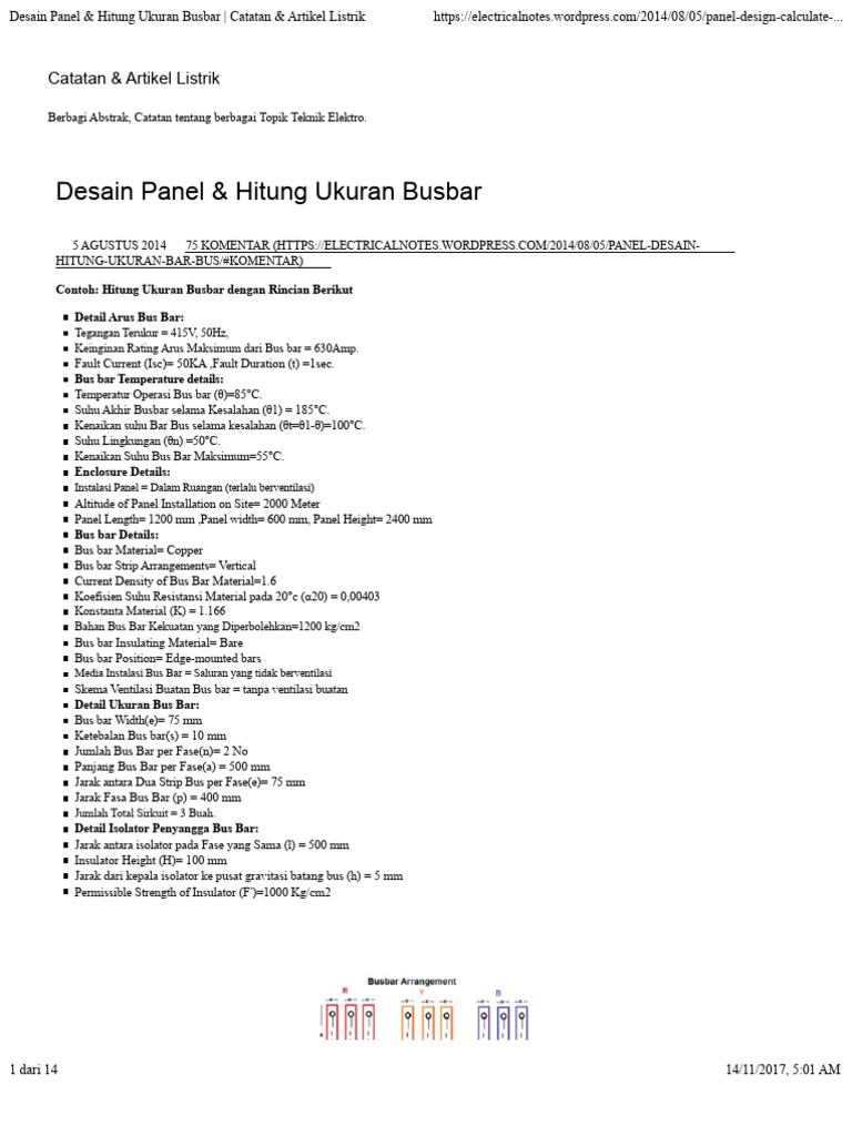 Desain dan Ukuran Busbar Panel Listrik | PDF