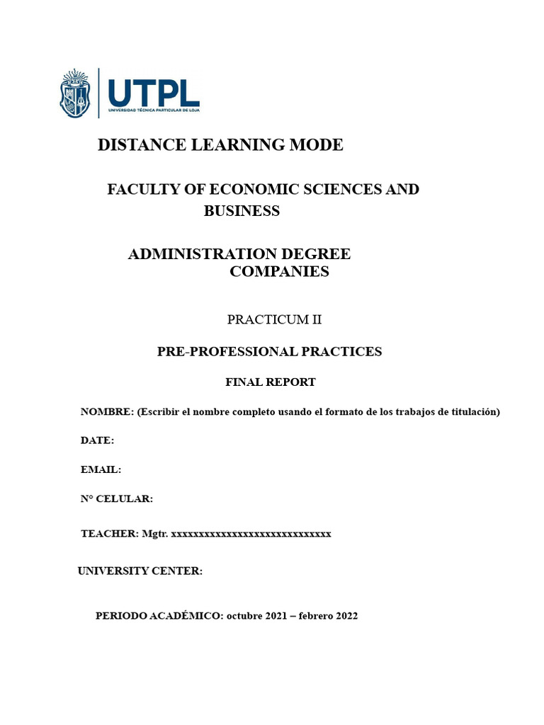 Pre-Professional Practices Final Report | PDF