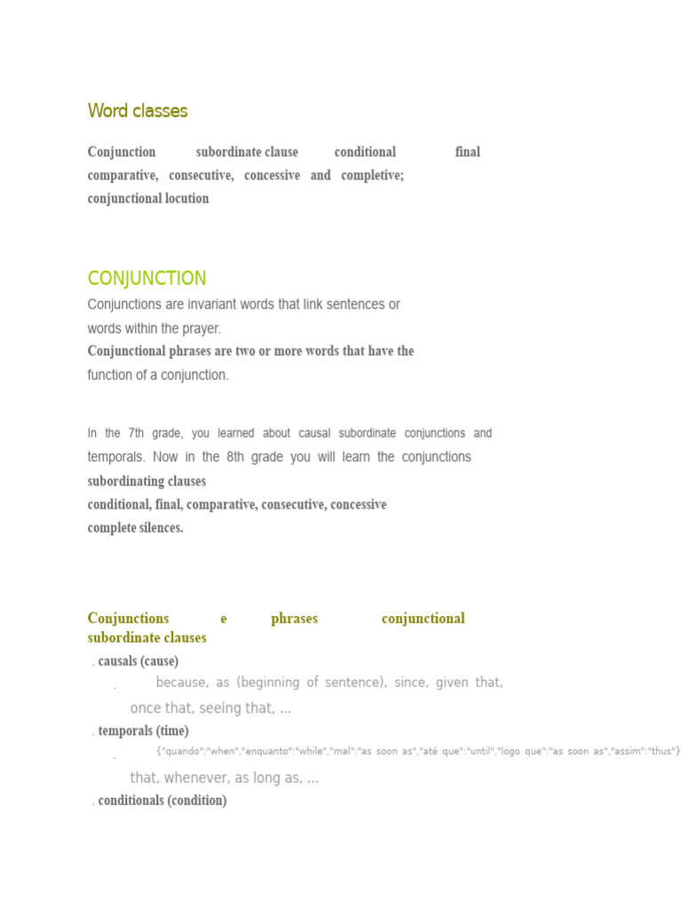 Understanding Conjunctions and Syntax | PDF | Subject (Grammar) | Adjective