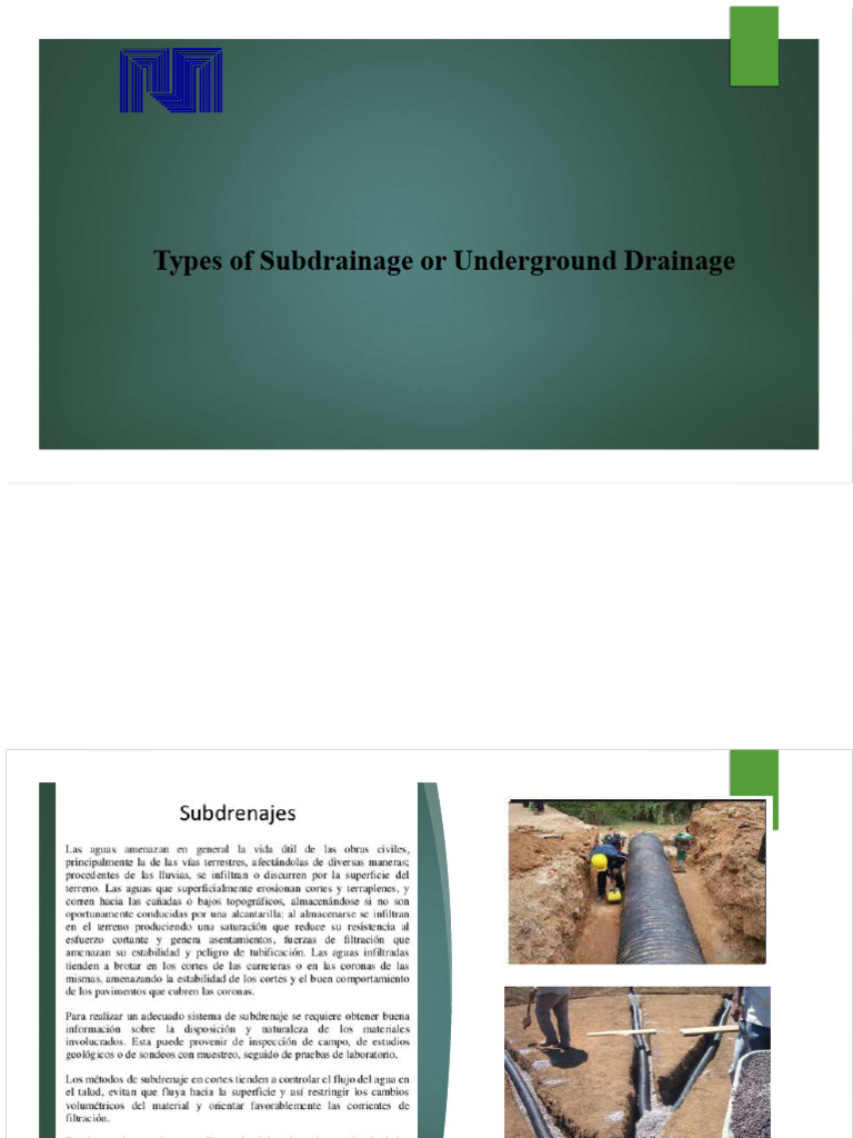 Types of Subdrainage Techniques Explained | PDF | Drainage | Groundwater
