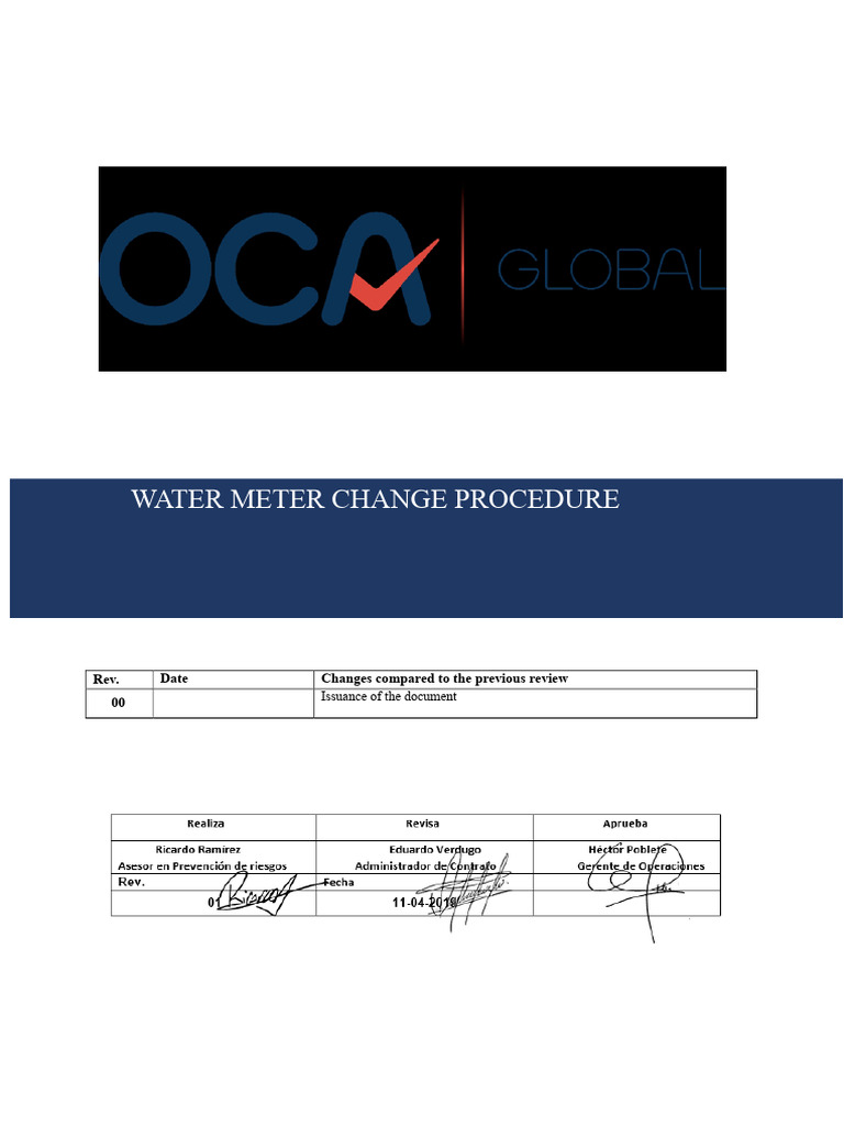 Water Meter Change Procedure Guide | PDF | Regulatory Compliance | Safety