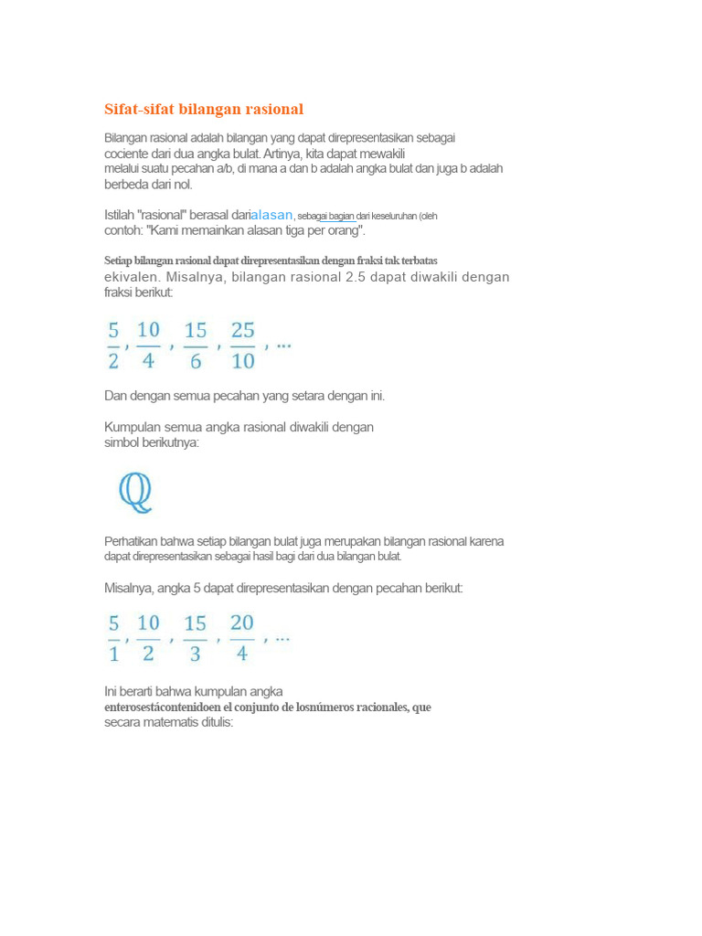 Sifat Bilangan Rasional dan Contohnya | PDF