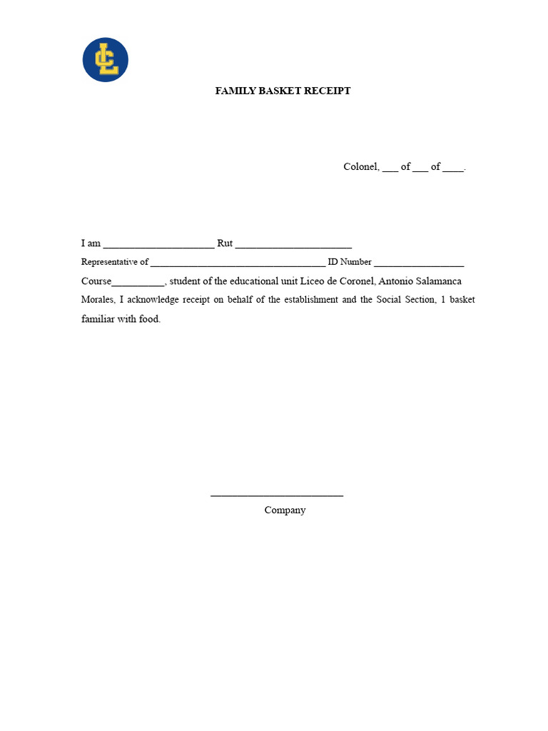 Family Basket Receipt Acknowledgment | PDF