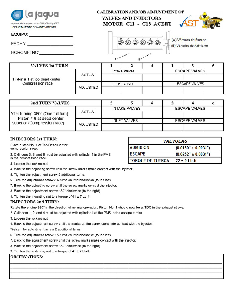 Valve and Injector Adjustment Guide | PDF | Piston | Fuel Injection