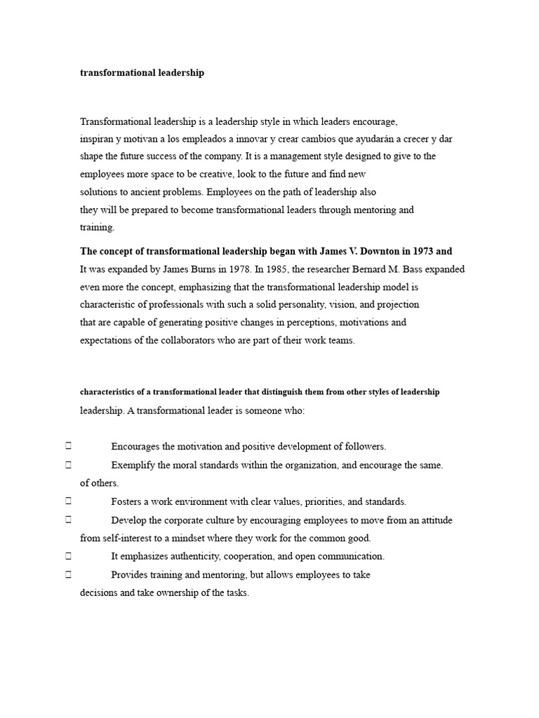 Transformational Leadership | PDF | Transformational Leadership ...