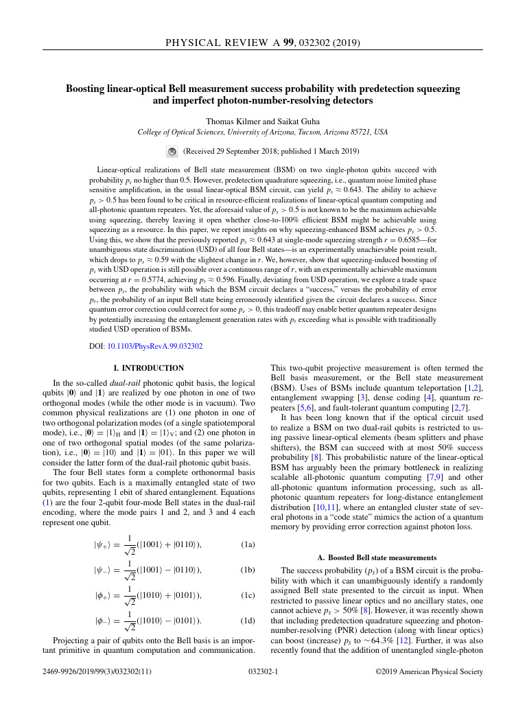 Image showcasing Boosting Linear-Optical Bell Measurement Success Probability With ...