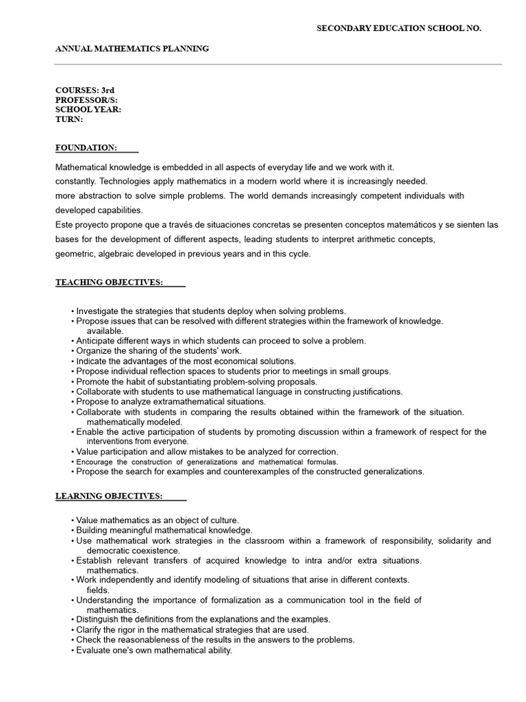 Annual Math Planning for 3rd Grade | PDF | Trigonometric Functions ...