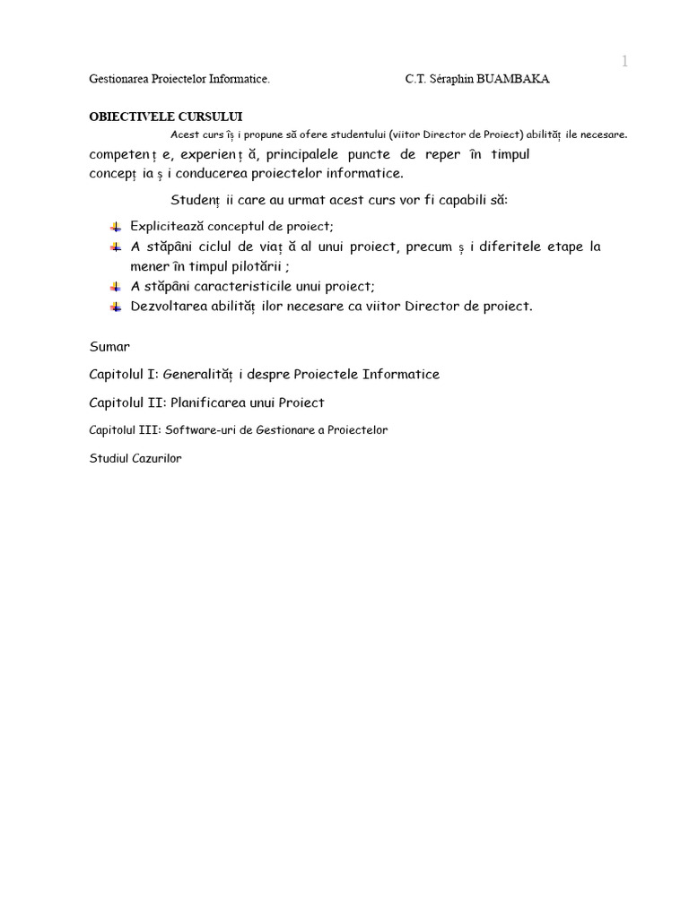 Curs de Management Al Proiectelor Informatice | PDF