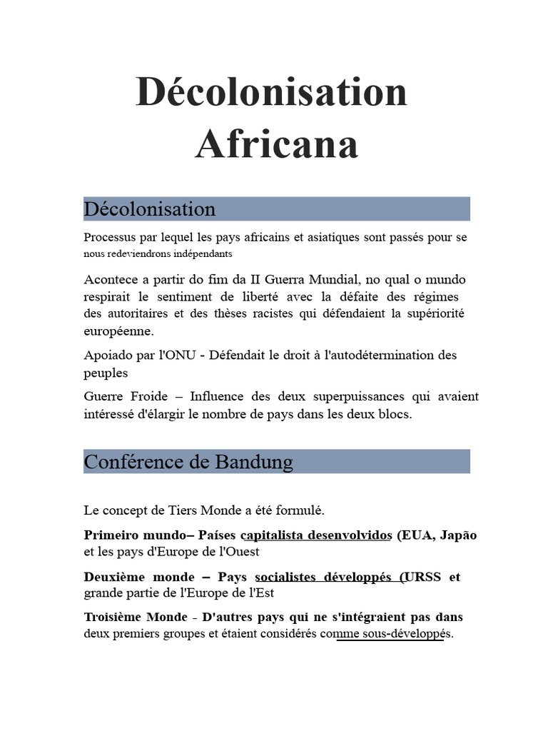 Décolonisation en Afrique et néocolonialisme | PDF | Afrique | Colonialisme