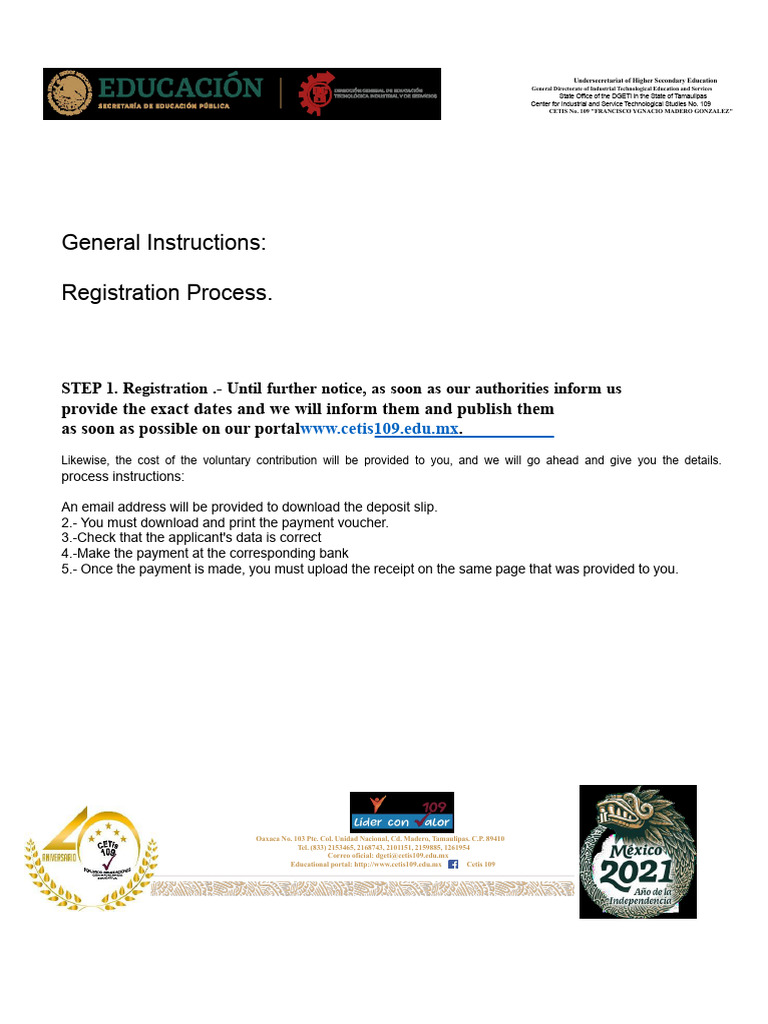 General Instructions: Registration Process | PDF
