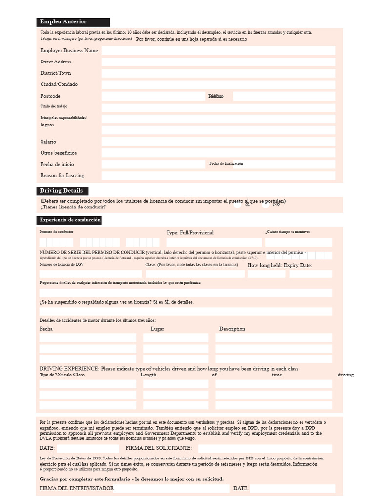 Formulario de Solicitud de DPD | PDF | Licencia de conducir