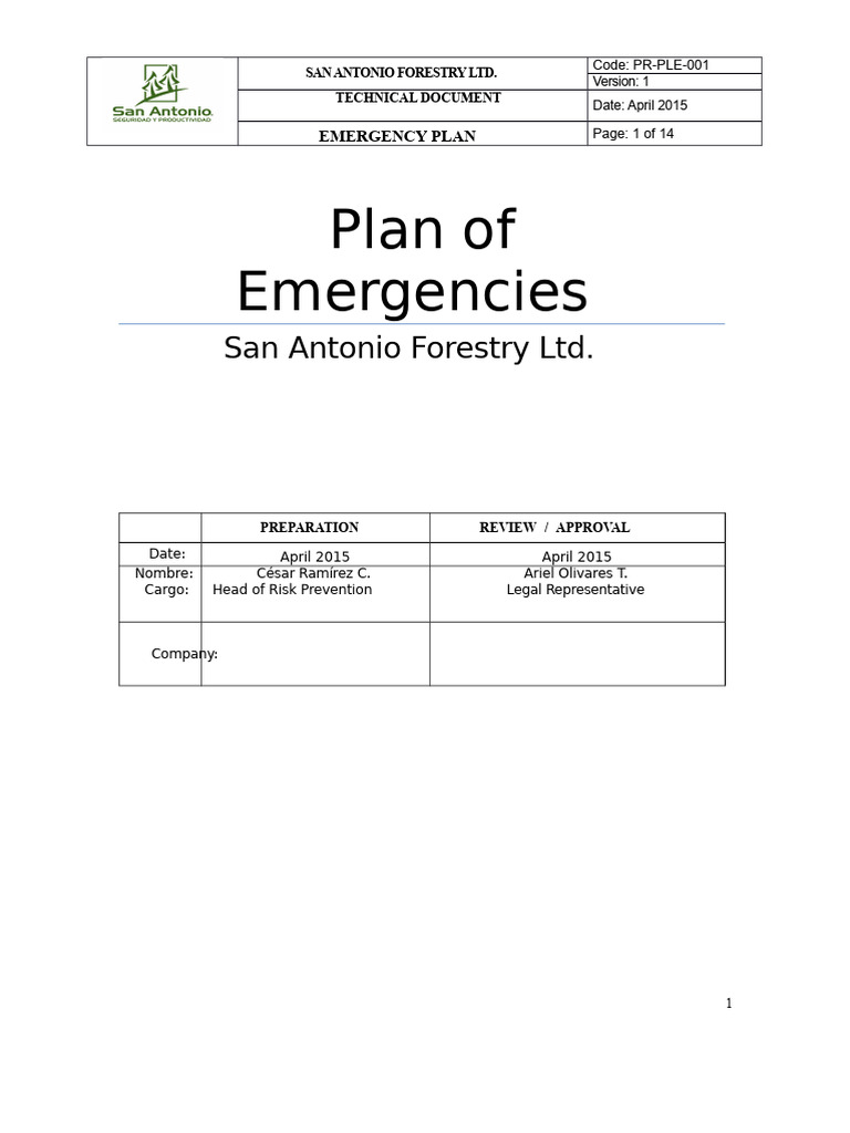 Emergency Plan 2015 | PDF | Emergency Management | Emergency
