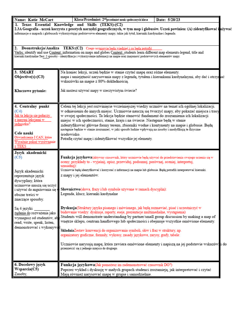 Kompletny Przewodnik Po Planie Lekcji edTPA LPG | PDF