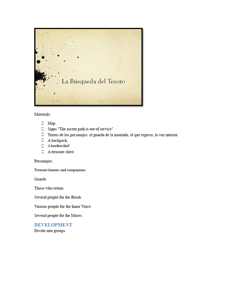 The Treasure Hunt Script Activities | PDF