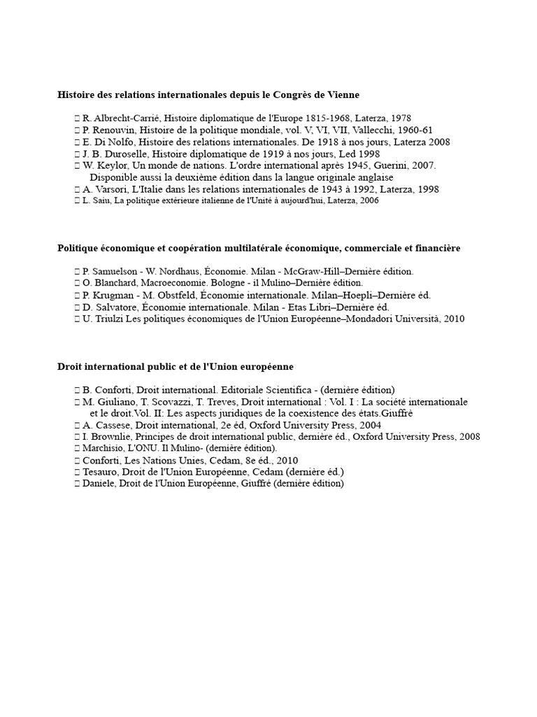Histoire des relations internationales depuis 1815 | PDF