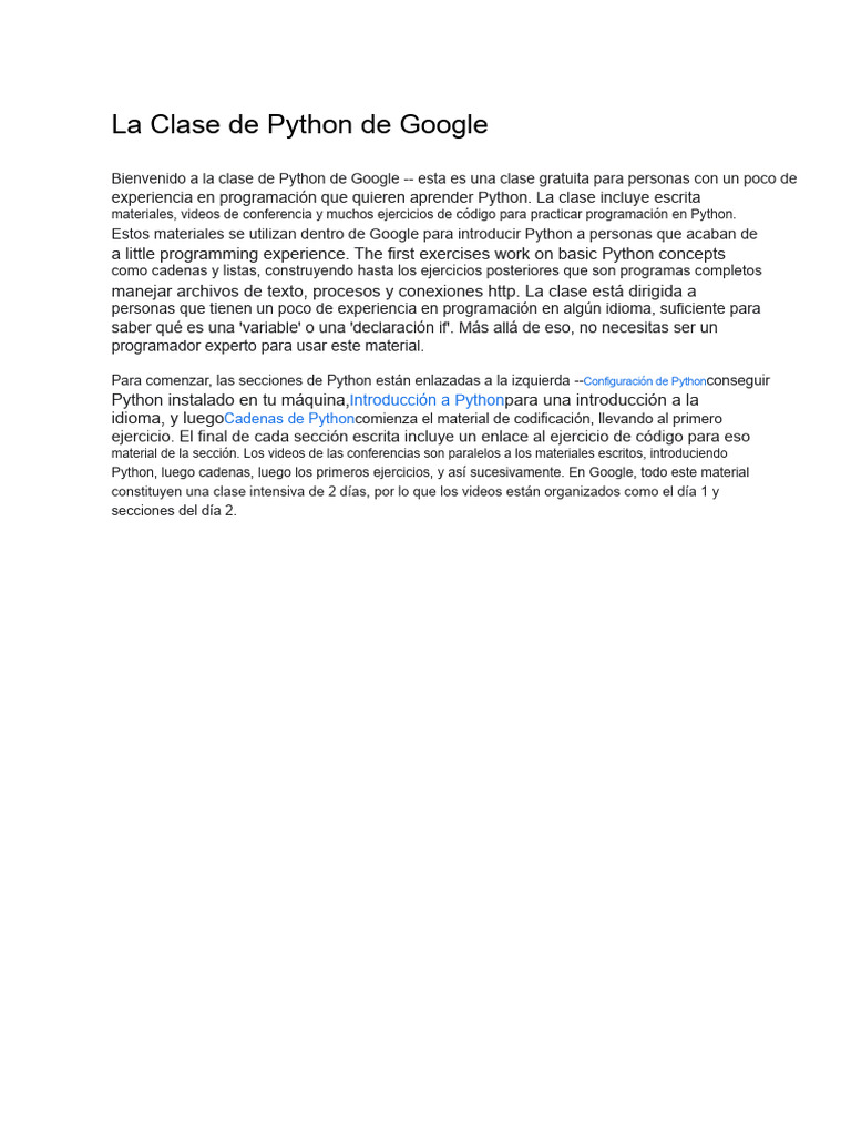 La Clase de Python de Google | PDF