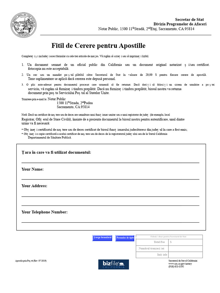 Formular de Solicitare Apostilă 2 PDF | PDF