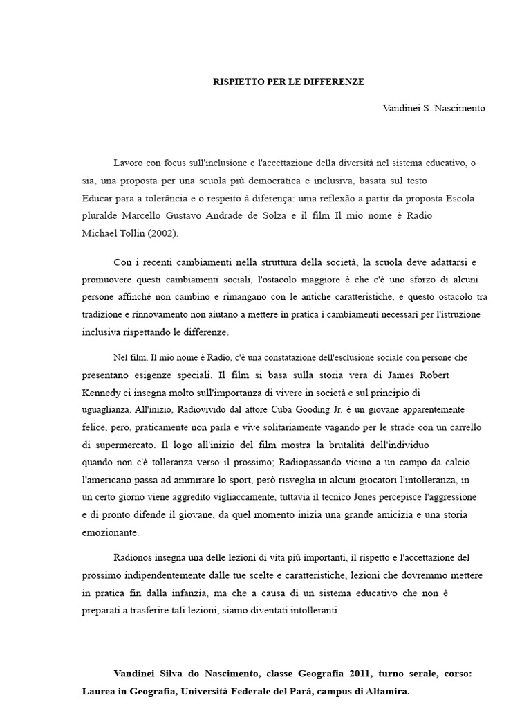 Rispetto Per Le Differenze | PDF