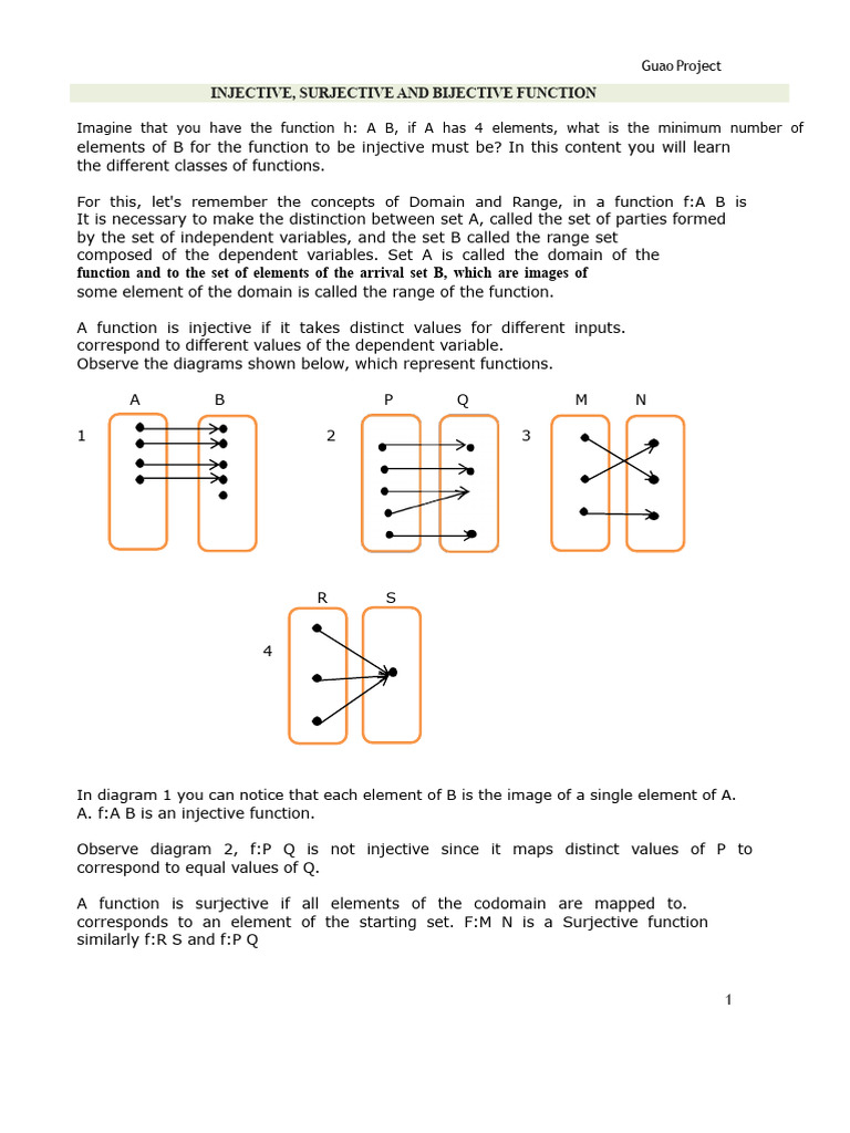 Injective, Surjective, and Bijective Function | PDF | Function ...