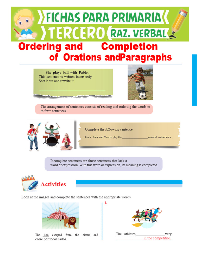Sentence Completion and Ordering Activities | PDF | Twelve Olympians ...