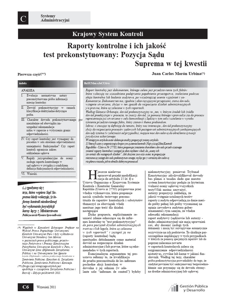 01 - Raporty Kontrolne - Moron Urbina | PDF