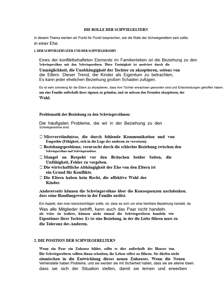Die Rolle Der Schwiegereltern | PDF
