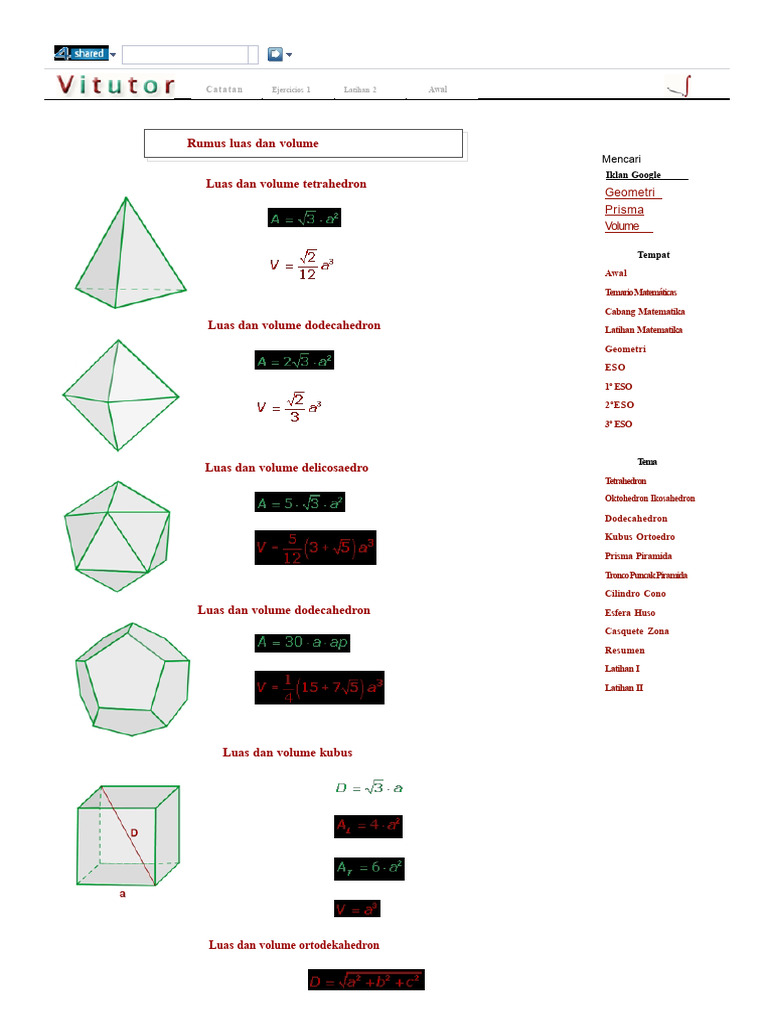 Rumus Luas dan Volume Geometri | PDF