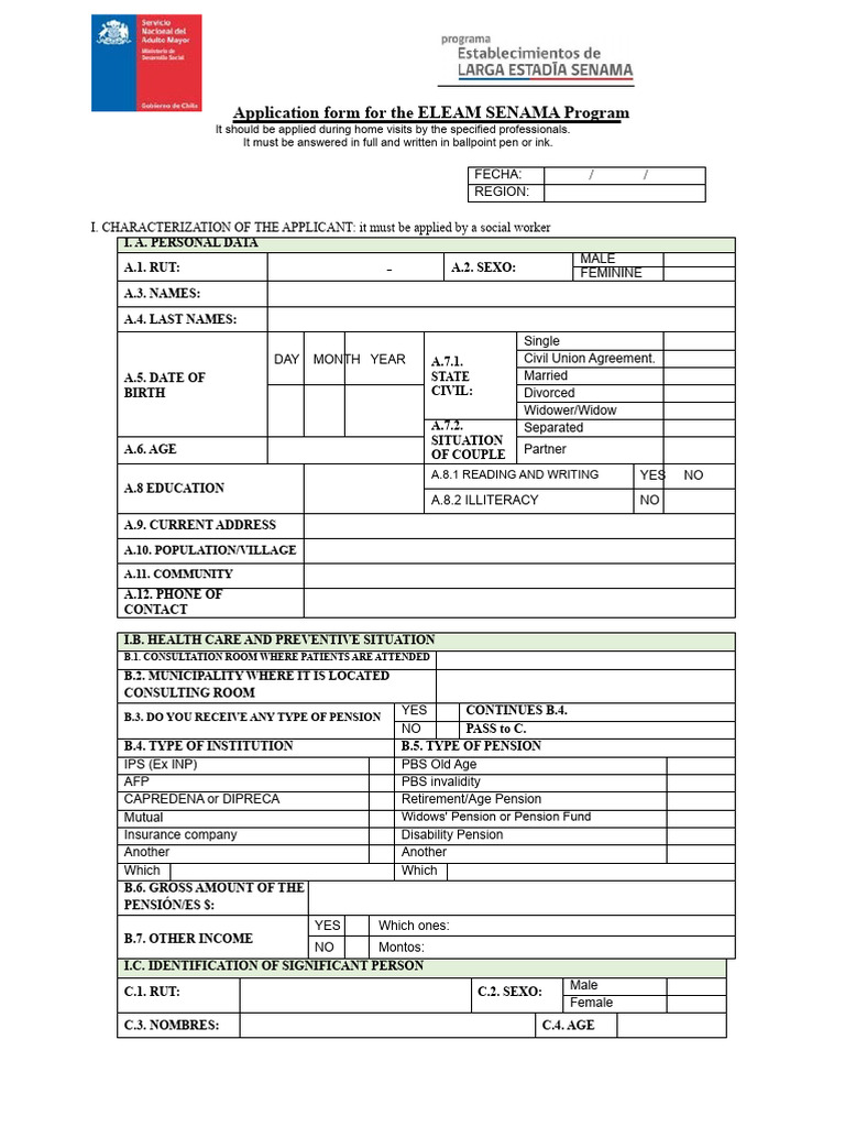 ELEAM SENAMA Program Application Form | PDF | Pension