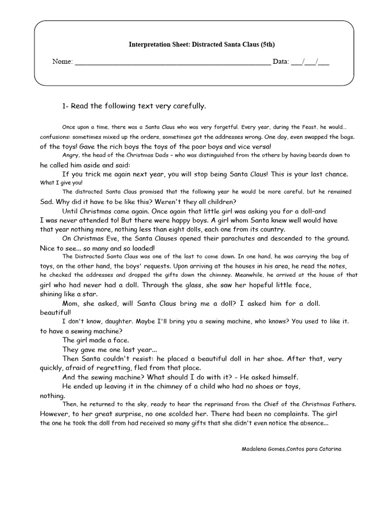 Distracted Santa Claus Story Analysis | PDF | Santa Claus | Clause