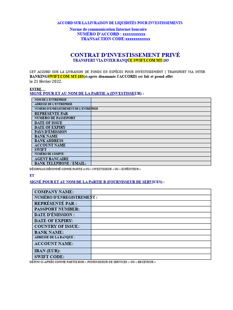 Accord de Livraison de Liquidités Investissement | PDF | Banques ...