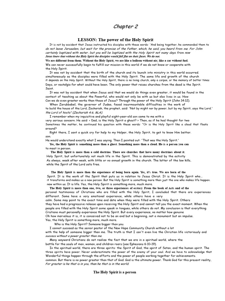 1.2 The Power of The Holy Spirit | PDF | Jesus | Holy Spirit