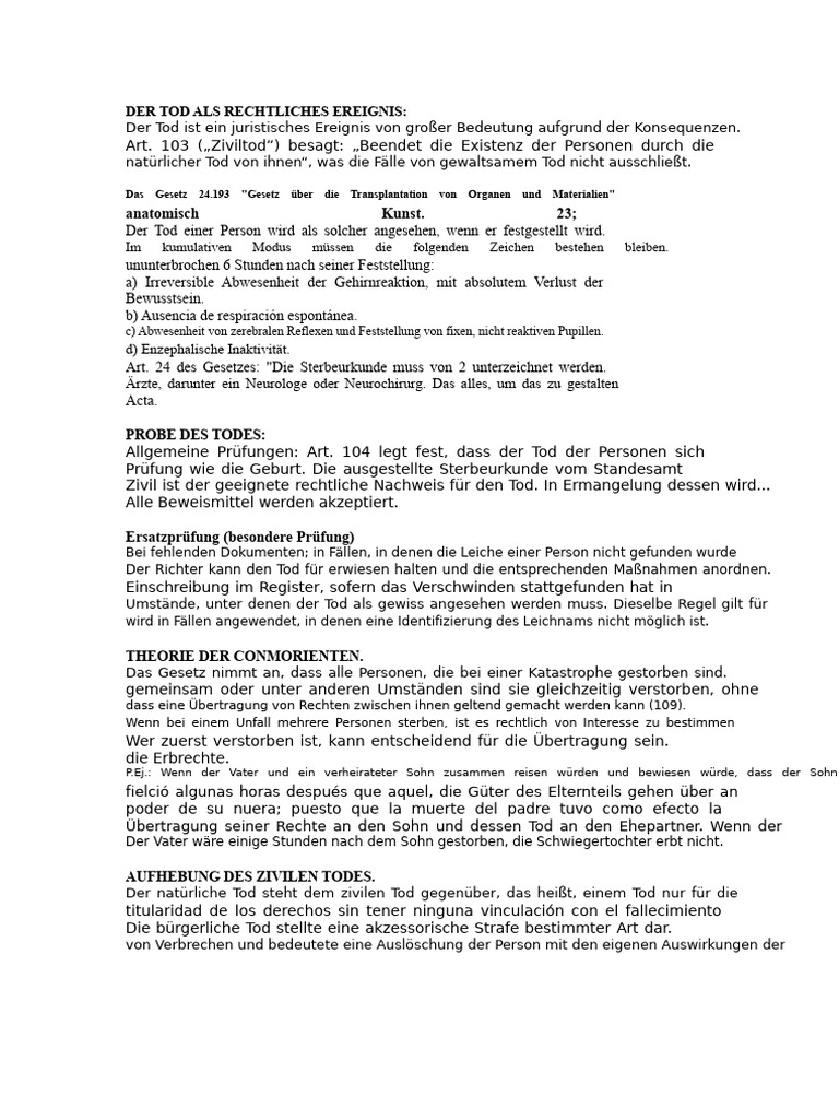Der Tod Als Rechtliches Faktum | PDF