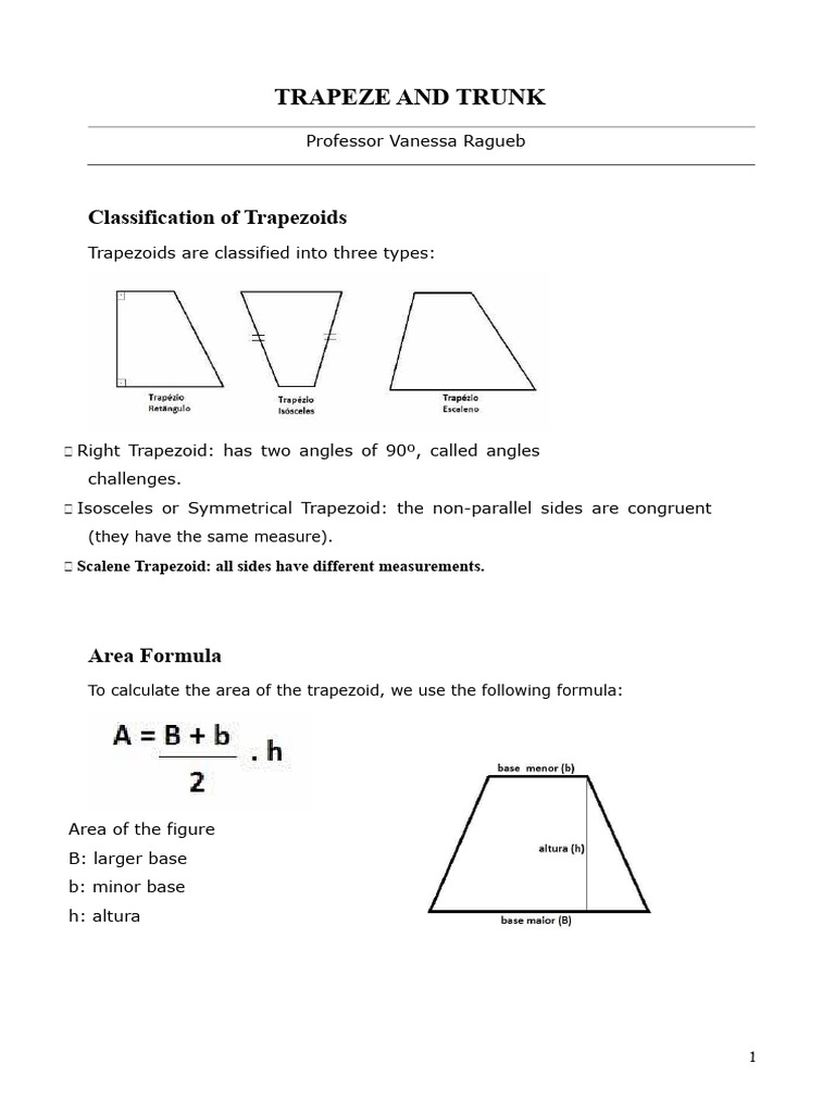 Trapezoid Classification and Area Formulas | PDF | Area | Triangle