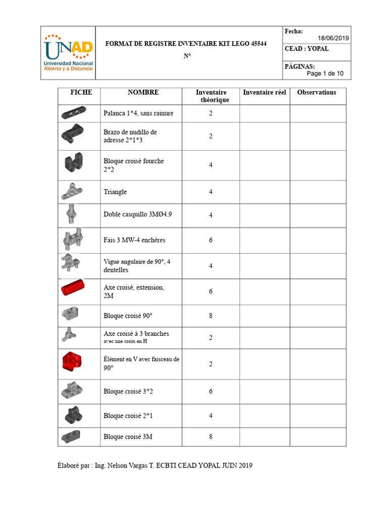 Inventaire Kit LEGO 45544 CEAD Yopal | PDF