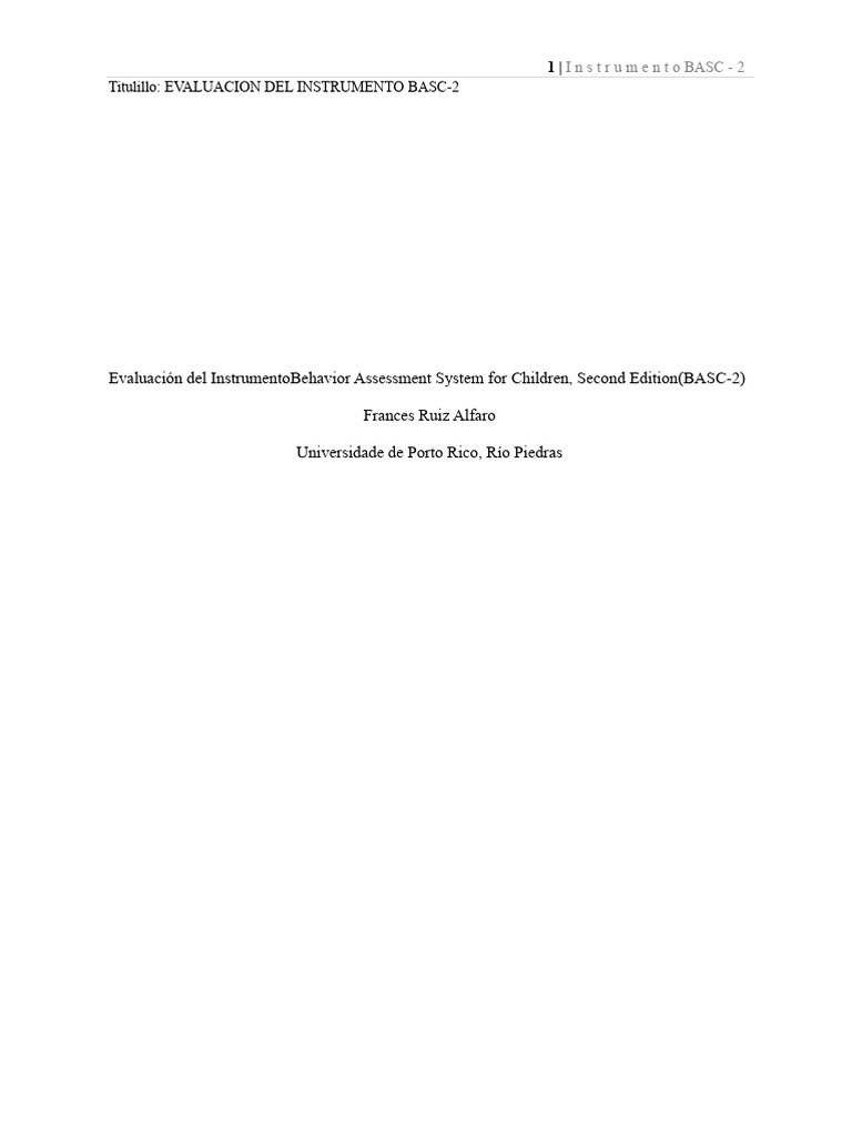 Avaliação do Instrumento BASC-2 | PDF | Transtorno de déficit de ...