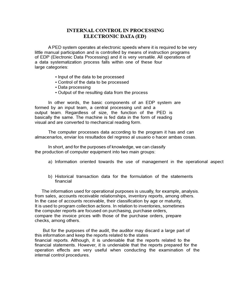 Internal Control in Electronic Data Processing | PDF | Audit | Internal ...