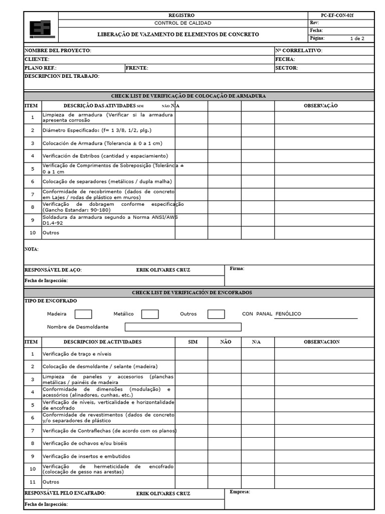Check List de Qualidade em Construção | PDF | Materiais de construção