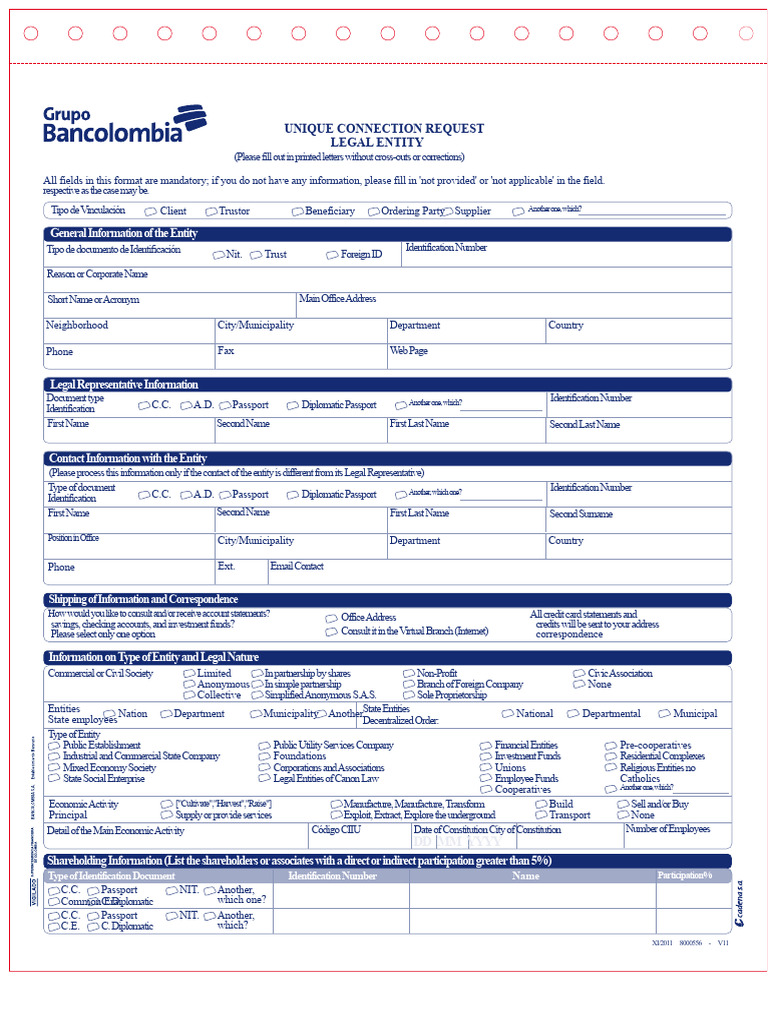 Unique Legal Entity Connection Form | PDF | Taxpayer | Deposit Insurance