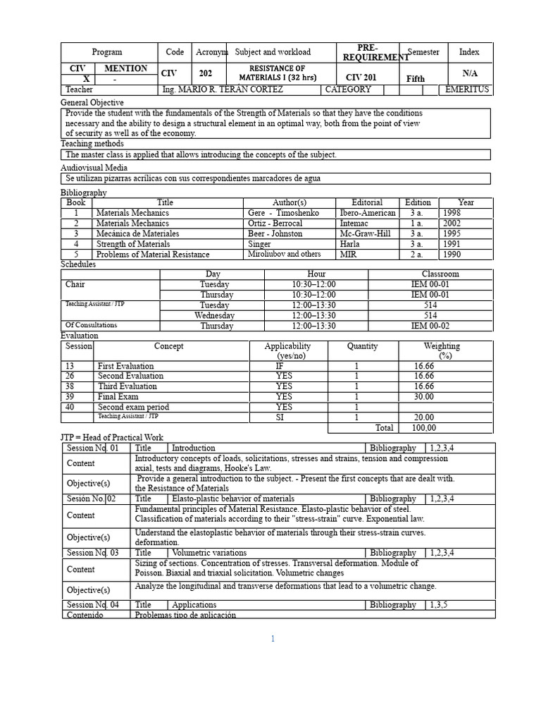 Strength of Materials I G.A. UMSA | PDF | Bending | Stress (Mechanics)