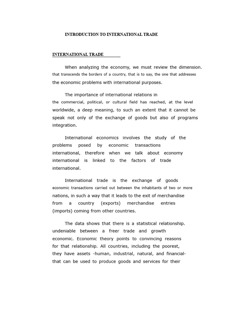 Overview of International Trade Concepts | PDF | International Trade ...
