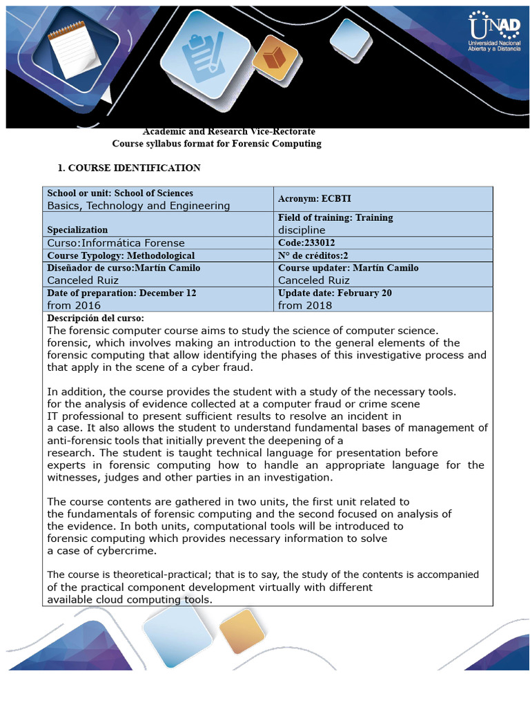Forensic Computing Course Syllabus | PDF | Forensic Science | Cybercrime