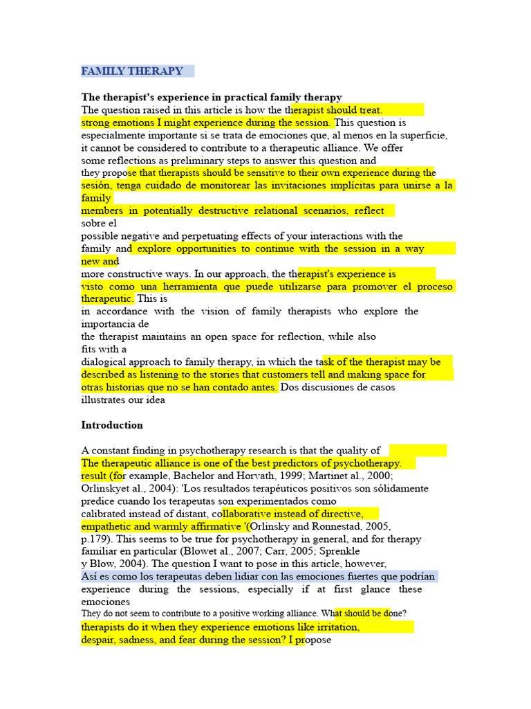 Managing Therapist Emotions in Family Therapy | PDF | Psychotherapy ...
