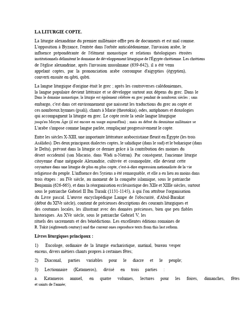 La Liturgie Copte : Histoire et Pratiques | PDF | Liturgie | Carême
